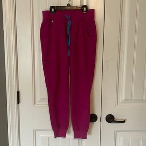 Fig’s XS petite raspberry sorbet high-rise Zamora jogger scrub pant. EUC.